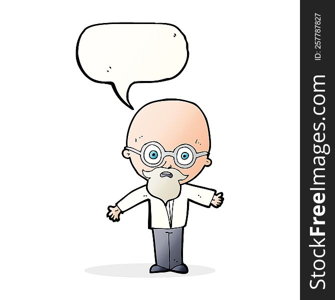cartoon genius scientist with speech bubble