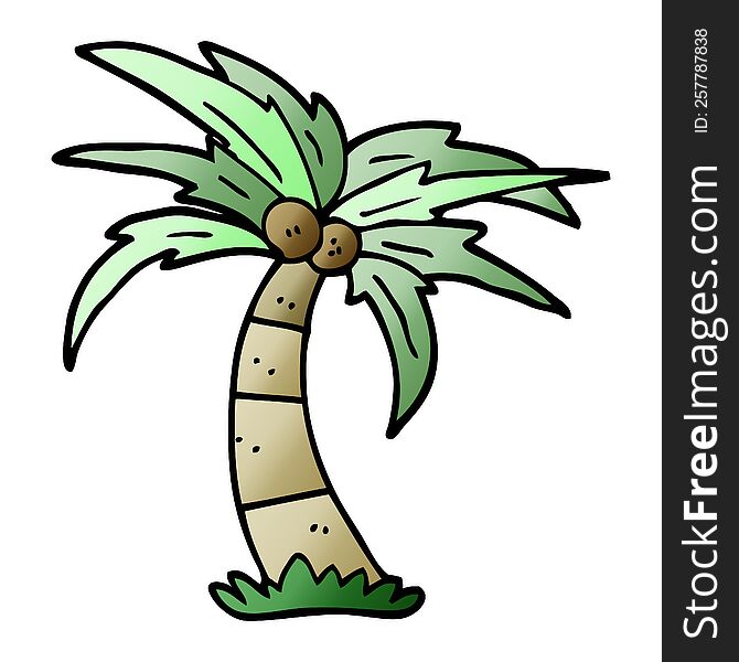 cartoon doodle palm tree