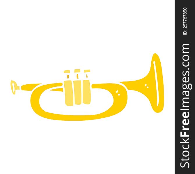 flat color illustration cartoon trumpet