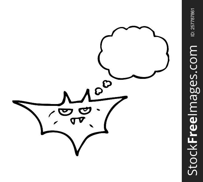 freehand drawn thought bubble cartoon halloween bat