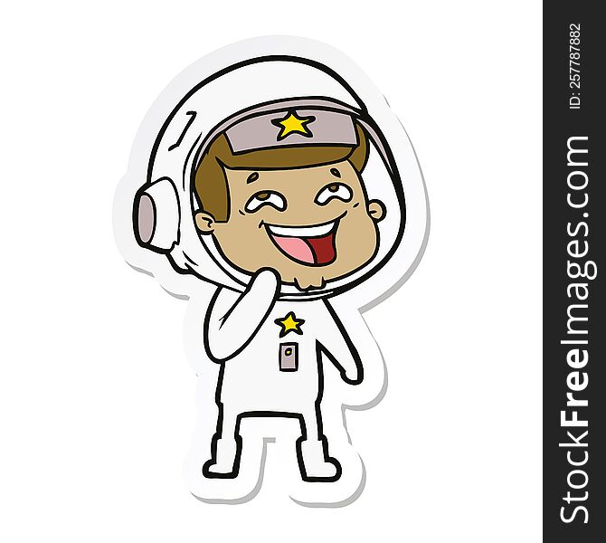 Sticker Of A Cartoon Laughing Astronaut