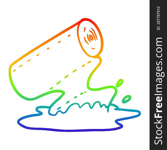 rainbow gradient line drawing of a cartoon kitchen towel soaking up spill