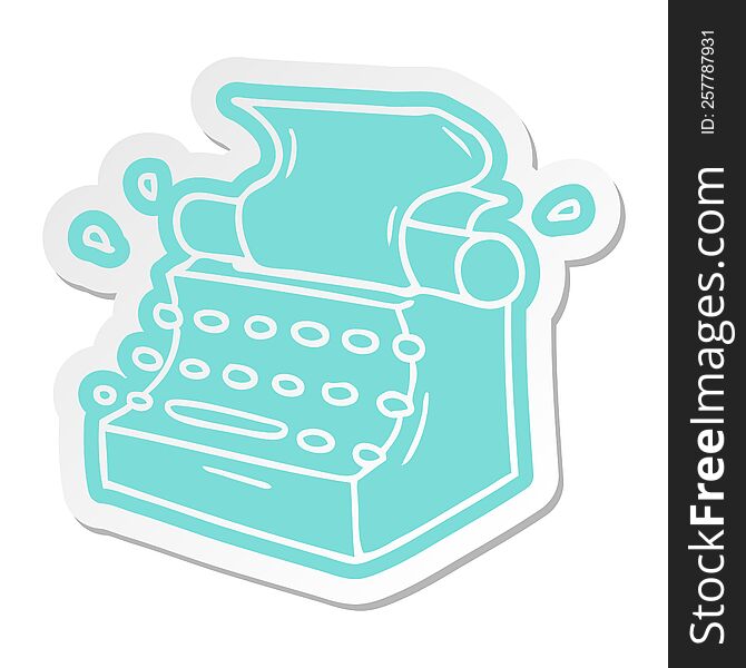 cartoon sticker of old school typewriter