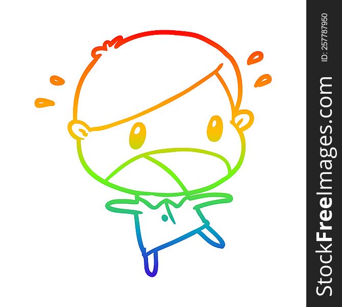 Rainbow Gradient Line Drawing Cute Shocked Man