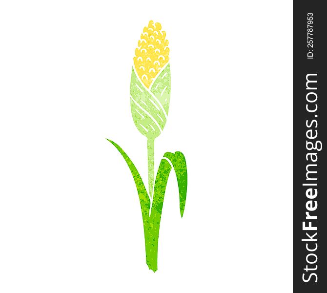 hand drawn retro cartoon doodle of fresh corn on the cob