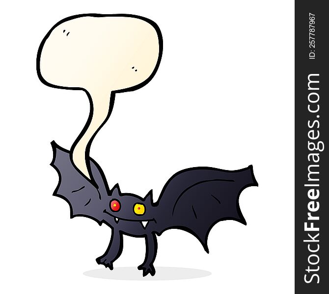 Cartoon Vampire Bat With Speech Bubble