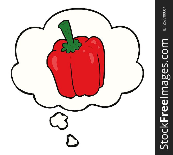 cartoon pepper with thought bubble. cartoon pepper with thought bubble