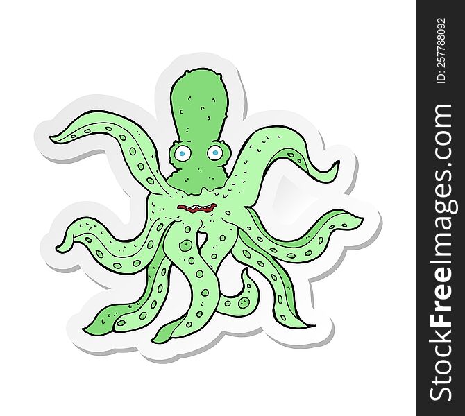 sticker of a cartoon giant octopus