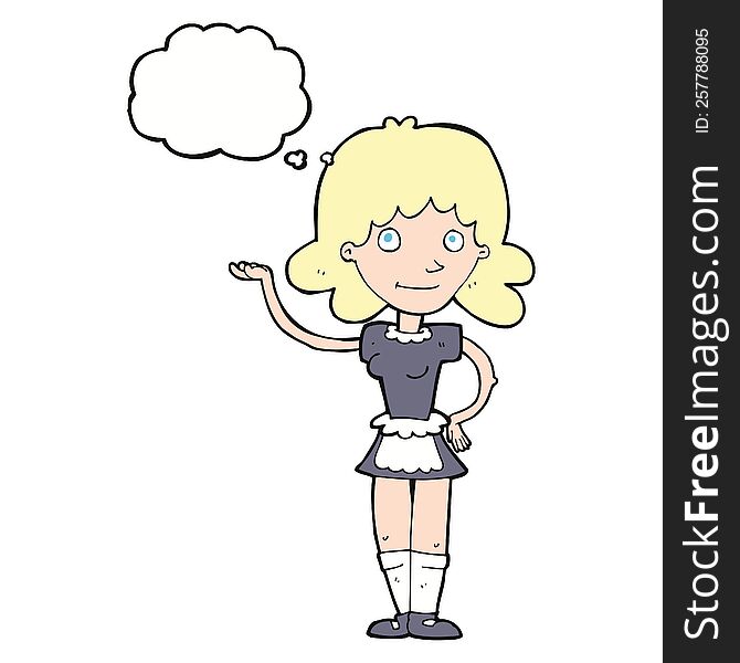 Cartoon Maid With Thought Bubble