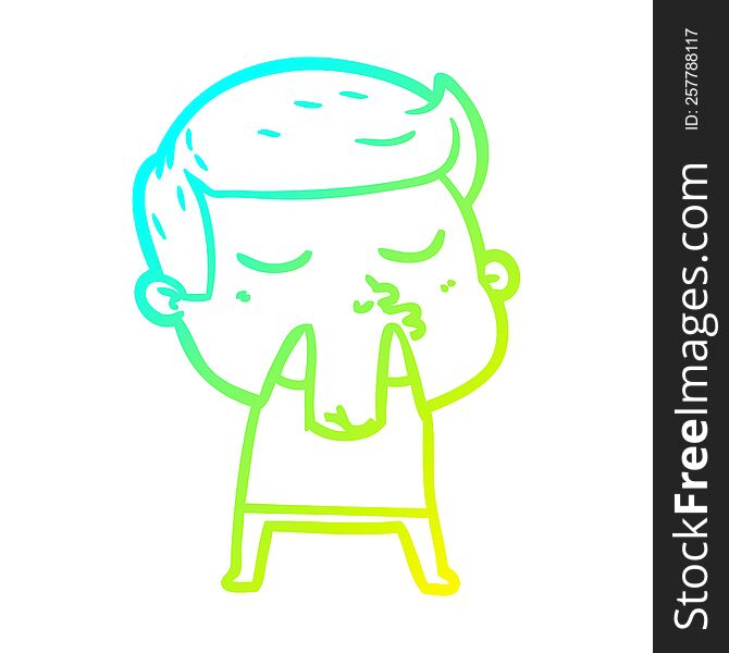 cold gradient line drawing cartoon model guy pouting