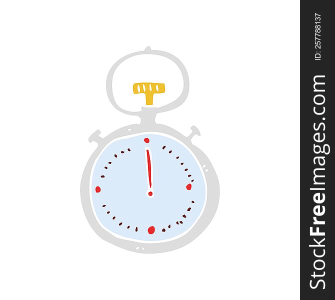Flat Color Illustration Of A Cartoon Stop Watch