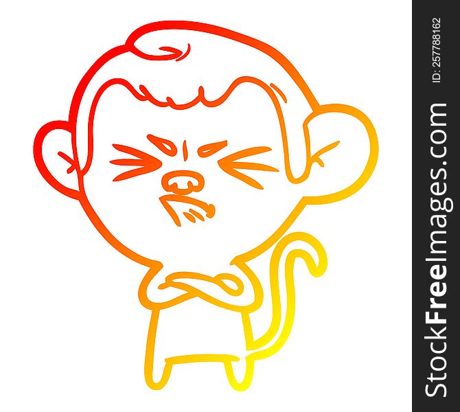 warm gradient line drawing cartoon angry monkey