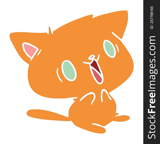 cartoon illustration of cute kawaii cat. cartoon illustration of cute kawaii cat