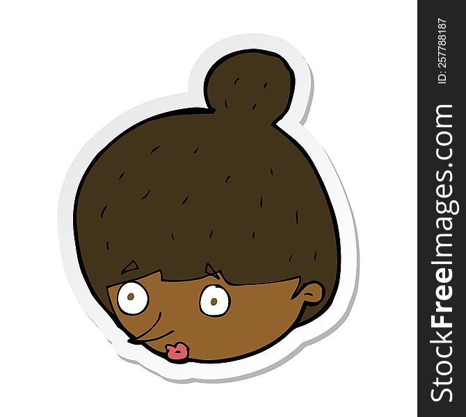 sticker of a cartoon surprised womans face