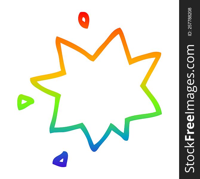 rainbow gradient line drawing of a cartoon explosion symbol