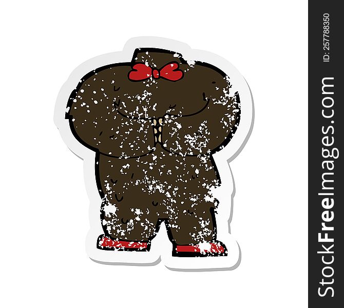 retro distressed sticker of a cartoon teddy bear body