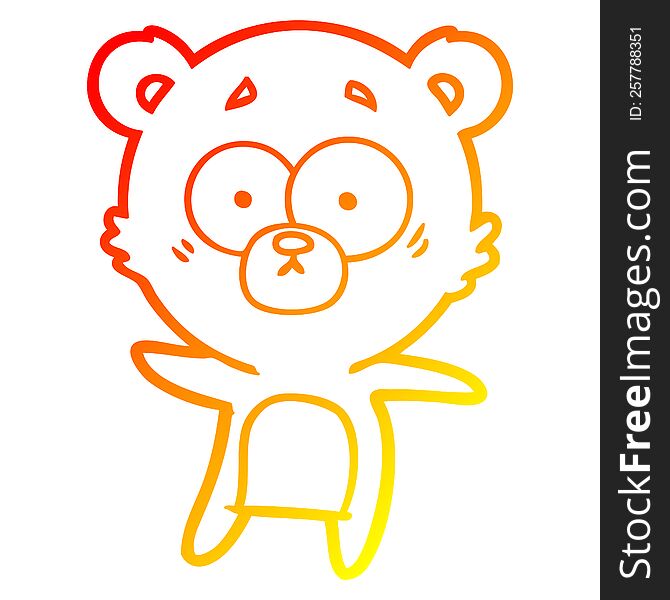 Warm Gradient Line Drawing Anxious Bear Cartoon