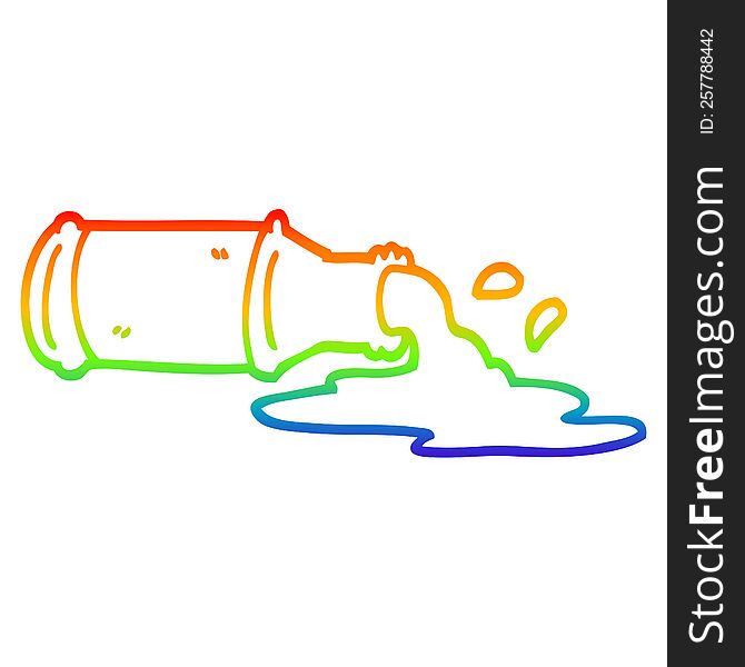 rainbow gradient line drawing of a cartoon spilled beer