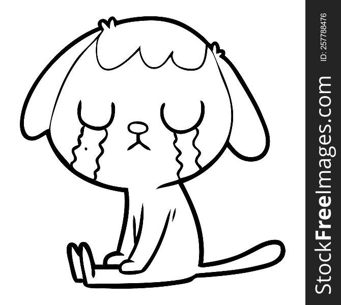 cute cartoon dog crying. cute cartoon dog crying