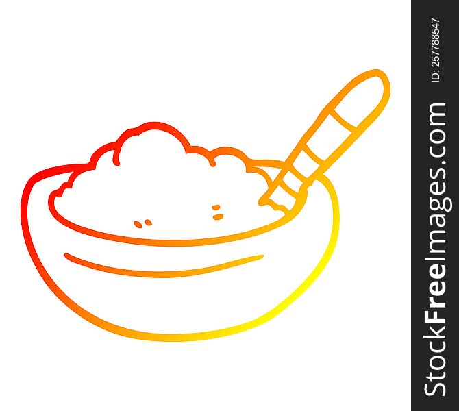 warm gradient line drawing of a cartoon bowl of mashed potato