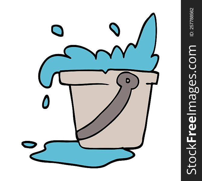 cartoon doodle bucket of water