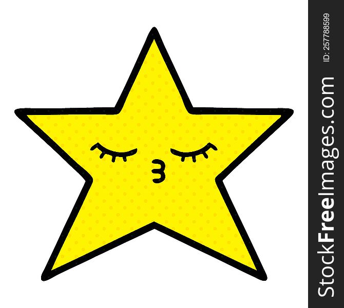 Comic Book Style Cartoon Gold Star