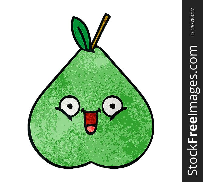 retro grunge texture cartoon green pear