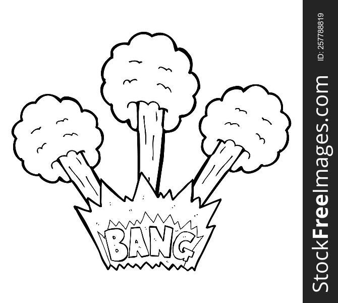 freehand drawn black and white cartoon explosion