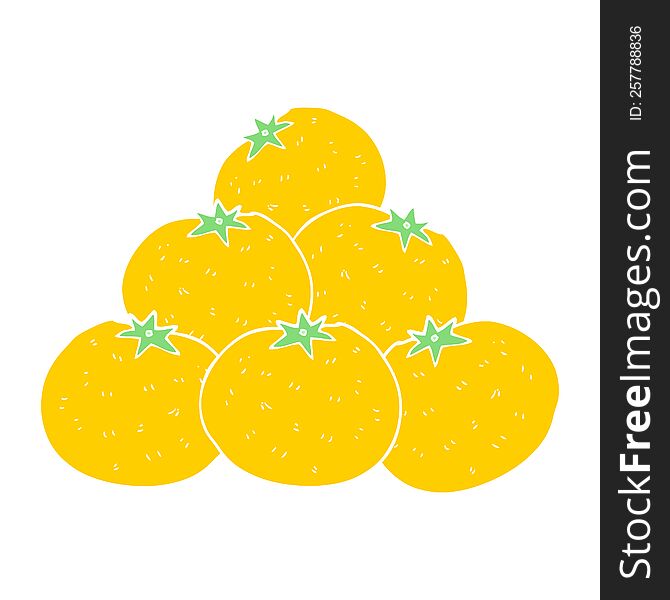 Flat Color Illustration Of A Cartoon Oranges