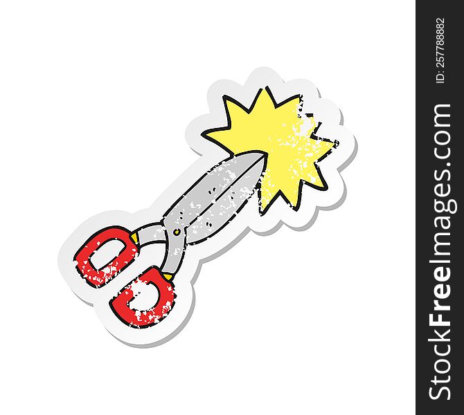 retro distressed sticker of a cartoon scissors