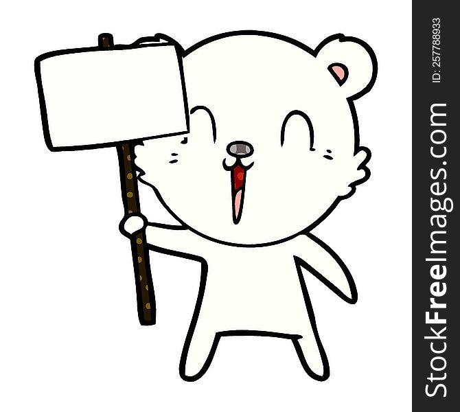 polar bear with protest sign cartoon. polar bear with protest sign cartoon