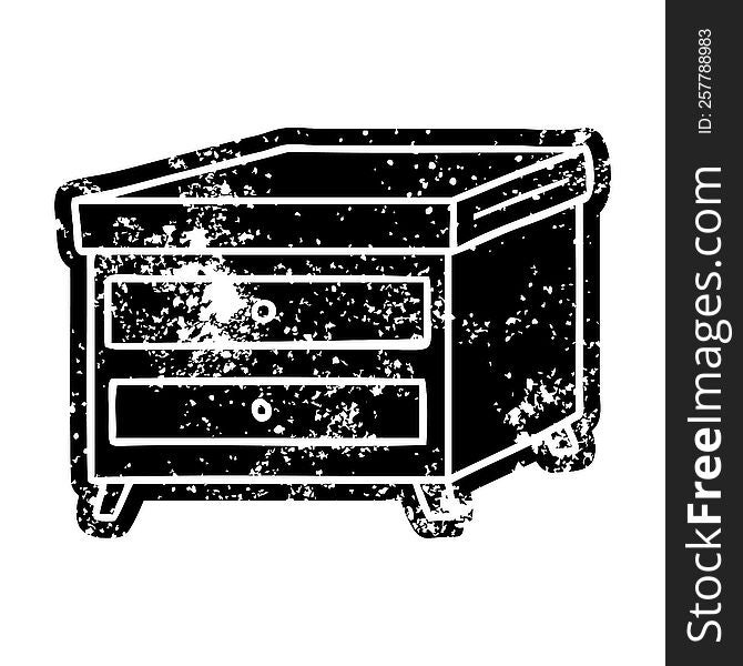 Grunge Icon Drawing Of A Bedside Table