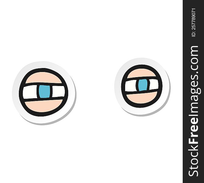 sticker of a cartoon scowling eyes