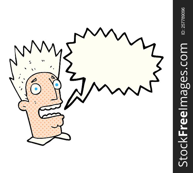 freehand drawn comic book speech bubble cartoon shocked man