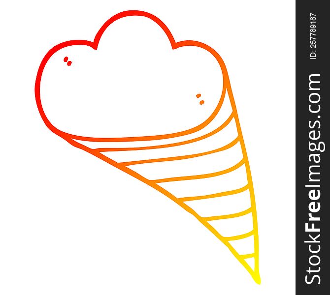 warm gradient line drawing of a cartoon decorative cloud element