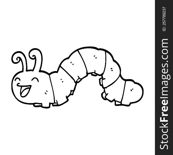 line drawing cartoon laughing caterpillar