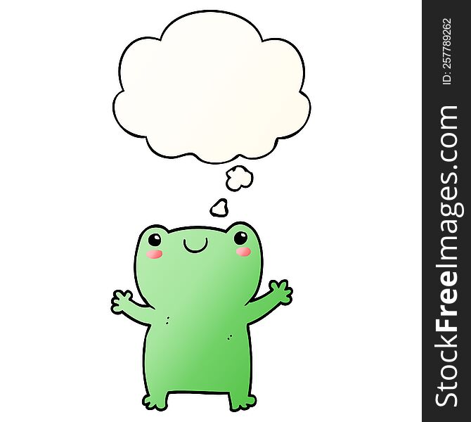 Cute Cartoon Frog And Thought Bubble In Smooth Gradient Style