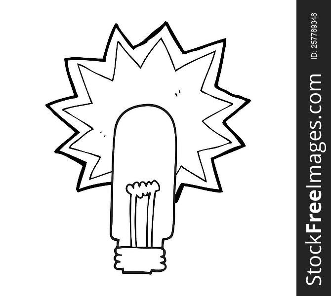 black and white cartoon old light bulb