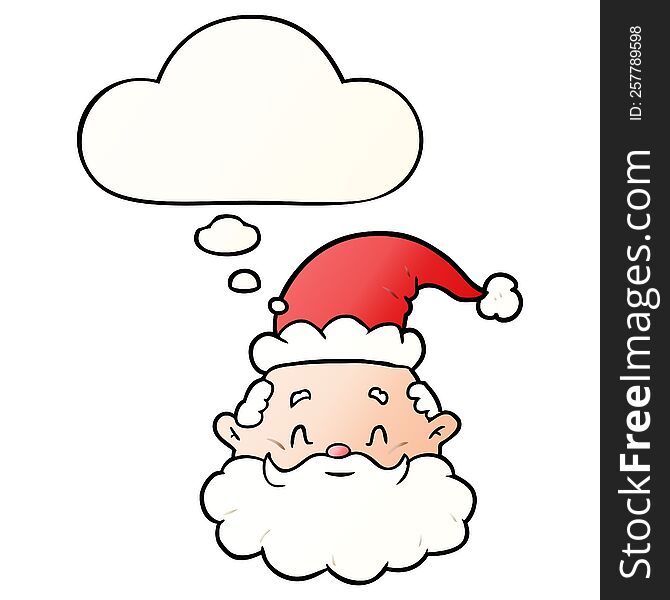 Cartoon Santa Claus And Thought Bubble In Smooth Gradient Style