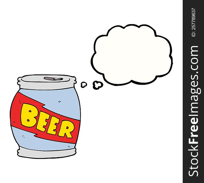 freehand drawn thought bubble cartoon beer can