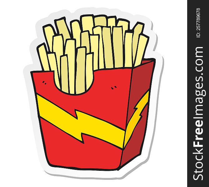 sticker of a cartoon french fries