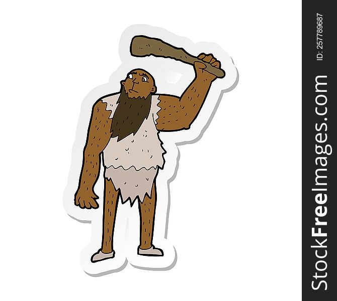 Sticker Of A Cartoon Neanderthal