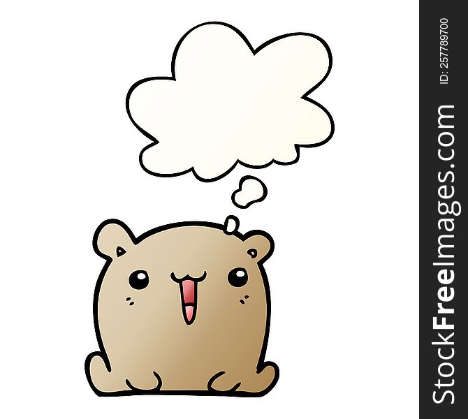 cute cartoon bear with thought bubble in smooth gradient style