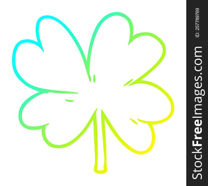 cold gradient line drawing cartoon four leaf clover