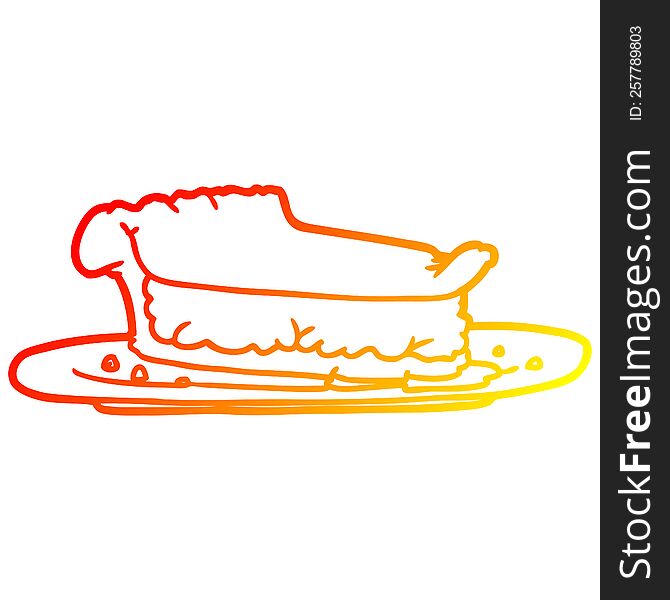 warm gradient line drawing of a Cartoon meat pie
