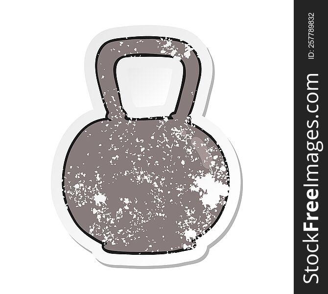 retro distressed sticker of a cartoon kettle bell weight