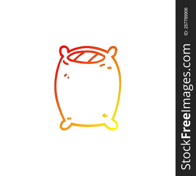 warm gradient line drawing of a cartoon comfy pillow