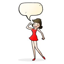 Cartoon Woman With Can Do Attitude With Speech Bubble Stock Photos
