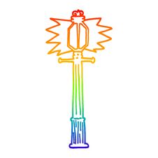 Rainbow Gradient Line Drawing Cartoon Lamp Post Stock Photo