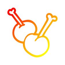 Warm Gradient Line Drawing Cartoon Red Cherries Royalty Free Stock Image
